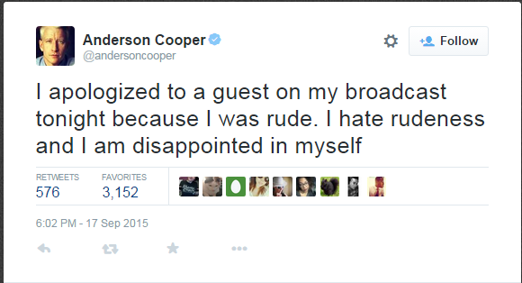 Anderson Cooper Apology